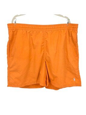 Polo by Ralph Lauren Mens 1X Big Swim Trunks Shorts Orange Drawstring Logo